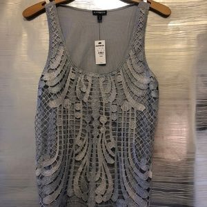 (NWT) Express - Silver Metallic Detailed Tank